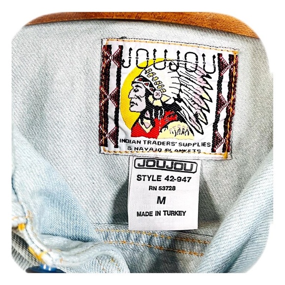 VTG 80s Denim Primary Color Navajo Print Jacket and Jeans Matching Set - Picture 5 of 10